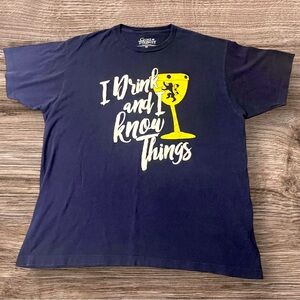 Game of Thrones I Drink and I Know Things Black T-Shirt with Gold Graphic XL